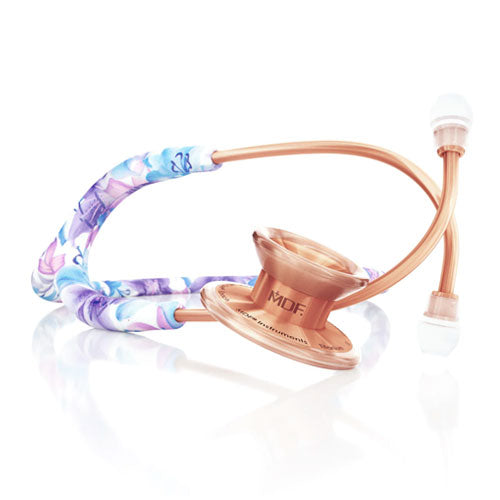 MDF Instruments Stethoscope Monet Flower PrintRose Gold MD One Epoch Titanium Adult and Pediatric Dual Head