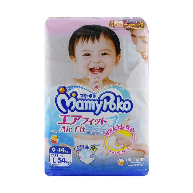 Mamy Poko Open Air Fit Baby Diapers Size L (9-14kg) 54pcs
