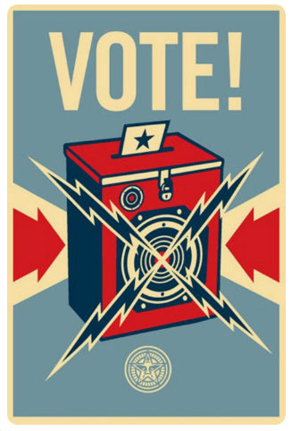 Vintage Vote poster with radio.