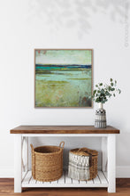 Load image into Gallery viewer, Modern abstract landscape painting &quot;Tuscan Strands,&quot; canvas wall art by Victoria Primicias, decorates the entryway.
