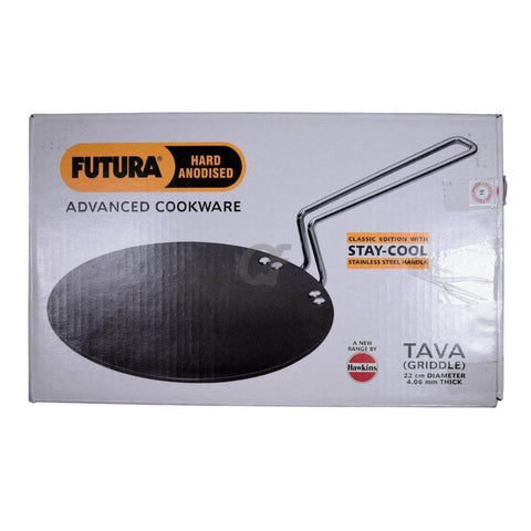 Futura Hard Anodised Flat Tava 22cm 4.06mm Roti/Chapati Tawa By Hawkins