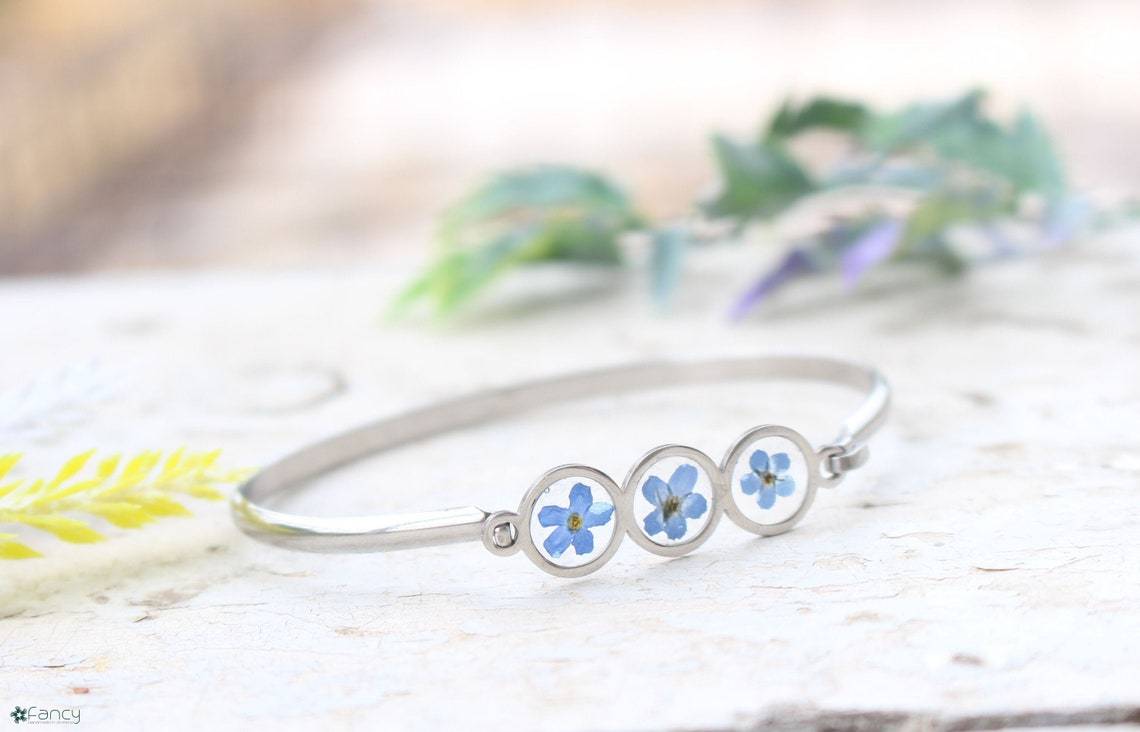Bracelet in Real Resin Forget-Me-Not - Don't Forget Me