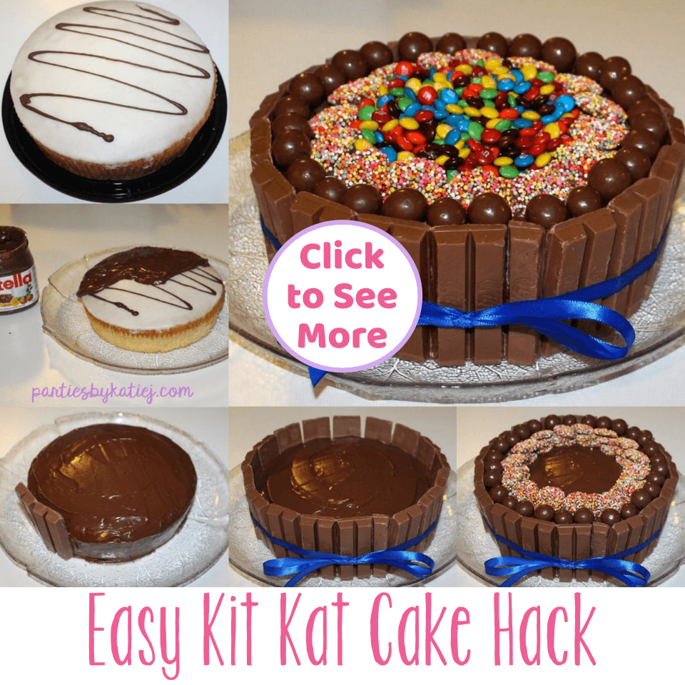 Buckets of M&M's Kit Kat Birthday Cake Recipe - Mom Loves Baking