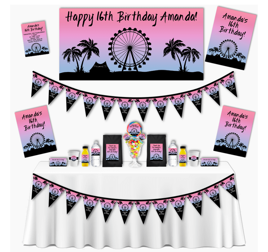 Beautiful Personalised Girls Music Festival Party Decorations