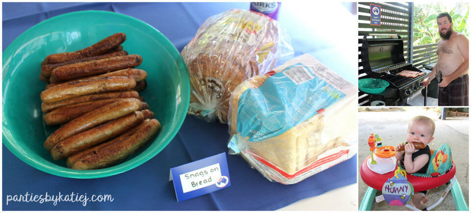 australia day party food bbq sausages snags on bread