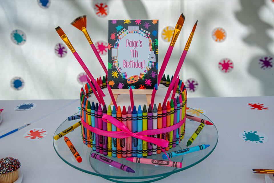 Art theme Crayons Birthday Cake