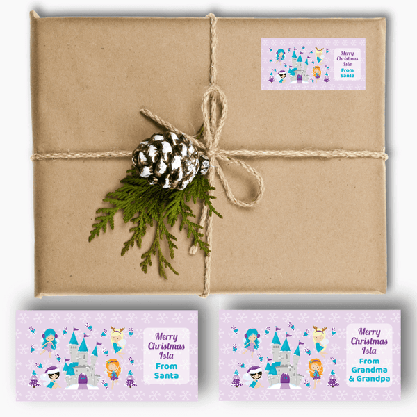 Purple Winter Christmas Fairies Gift Labels