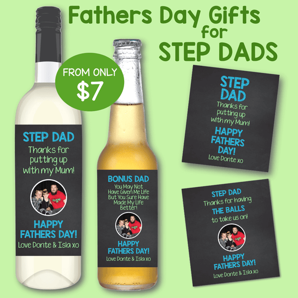 Fathers Day Gift Wine & Beer Labels for Step Dads