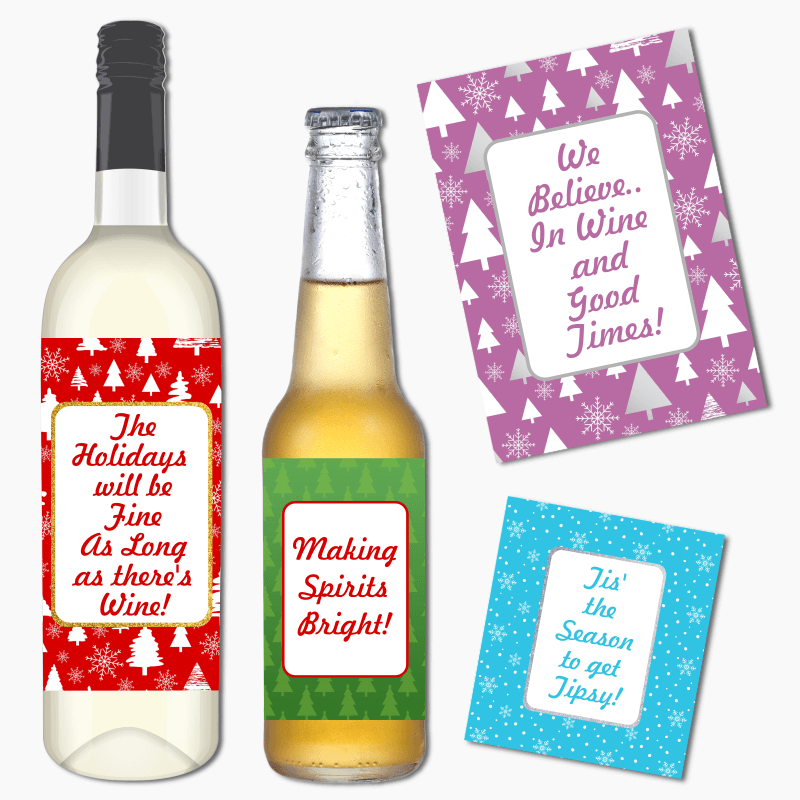 Festive Christmas Party Wine & Beer Labels