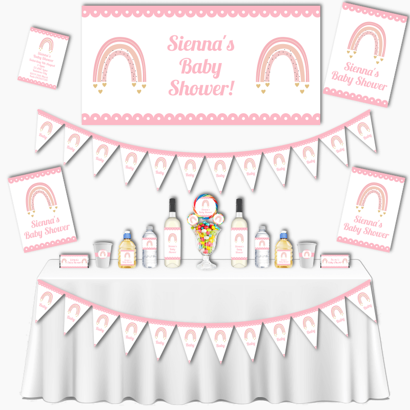 Girls Boho Rainbow Baby Shower Theme