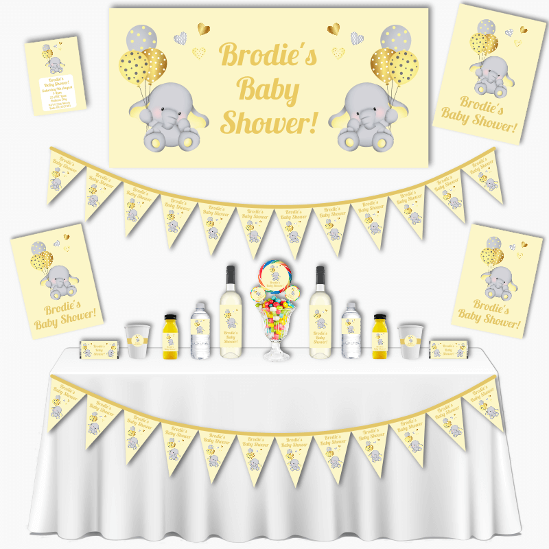 Yellow Elephant Baby Shower Theme