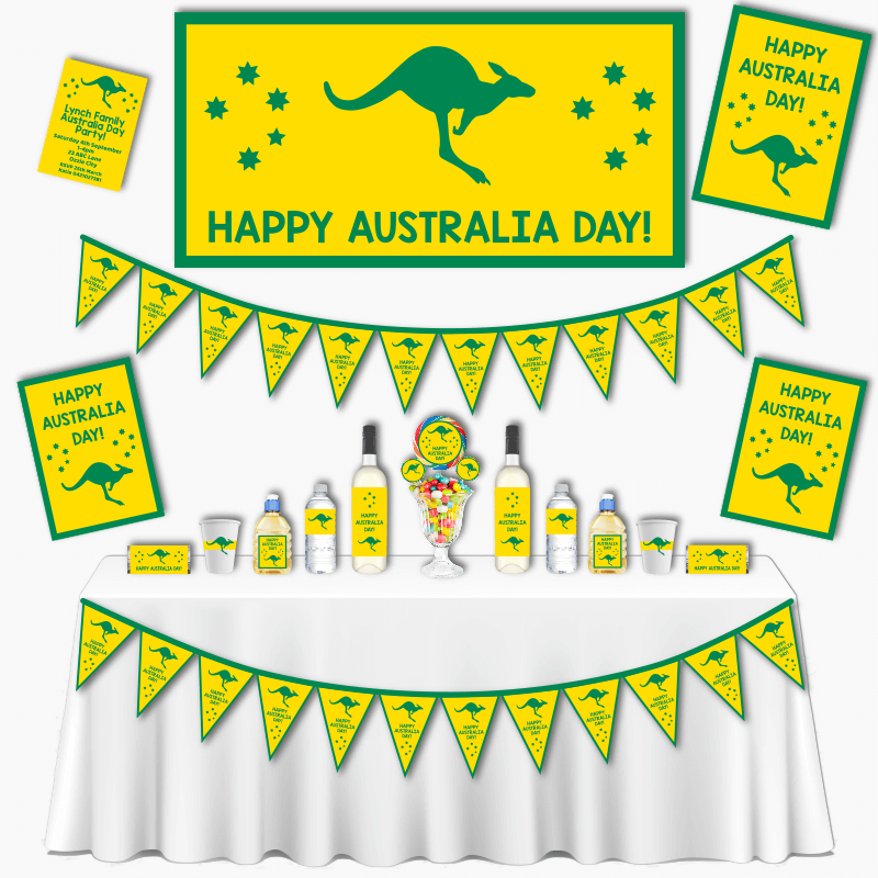 Green & Gold Kangaroo Australia Day Grand Party Pack