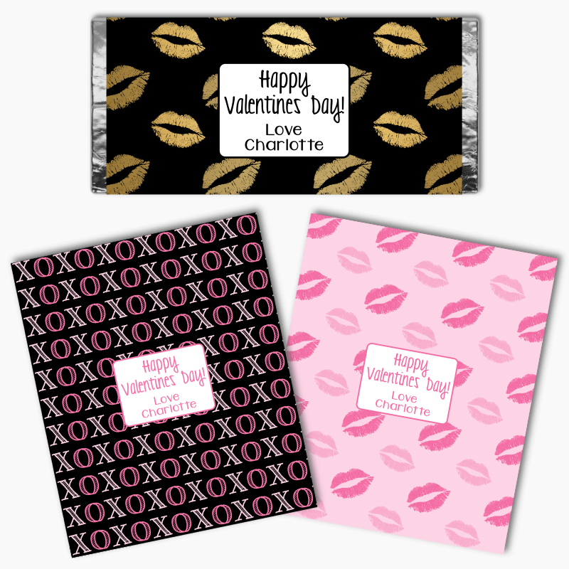 Hugs & Kisses Valentines Day Mini Chocolate Labels