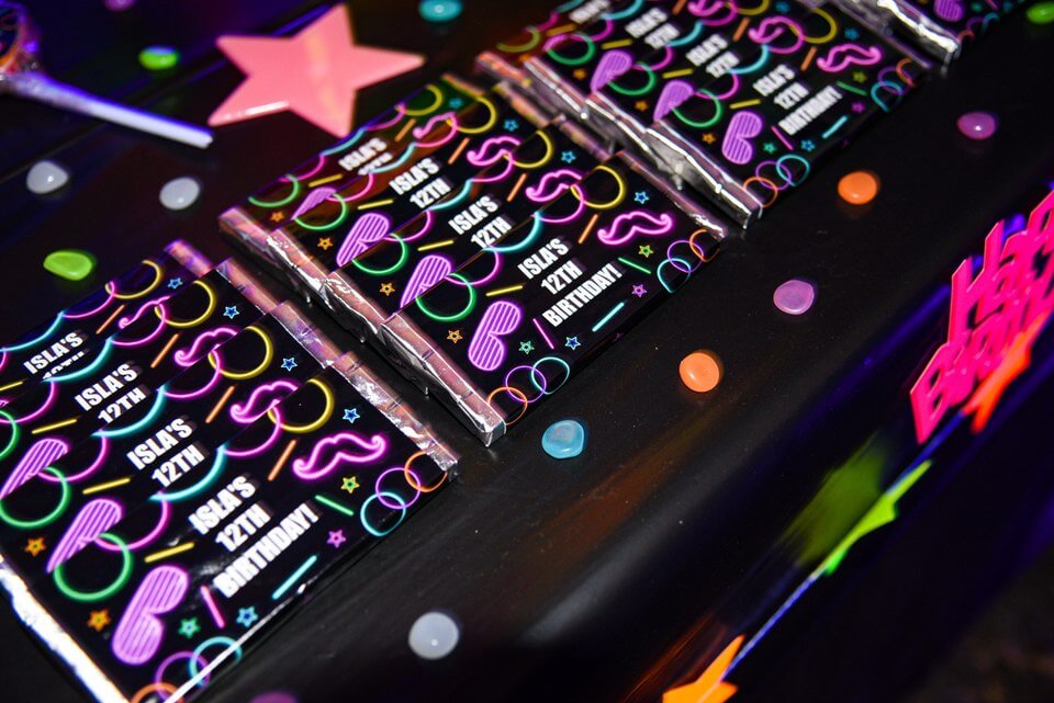 Neon Glow in the Dark Party Chocolate Bars