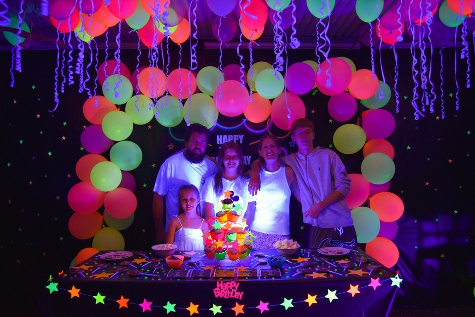 Neon Glow in the Dark Party Family Photo