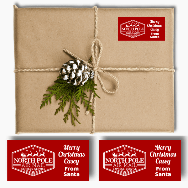 North Pole Air Mail Christmas Gift Tag Labels