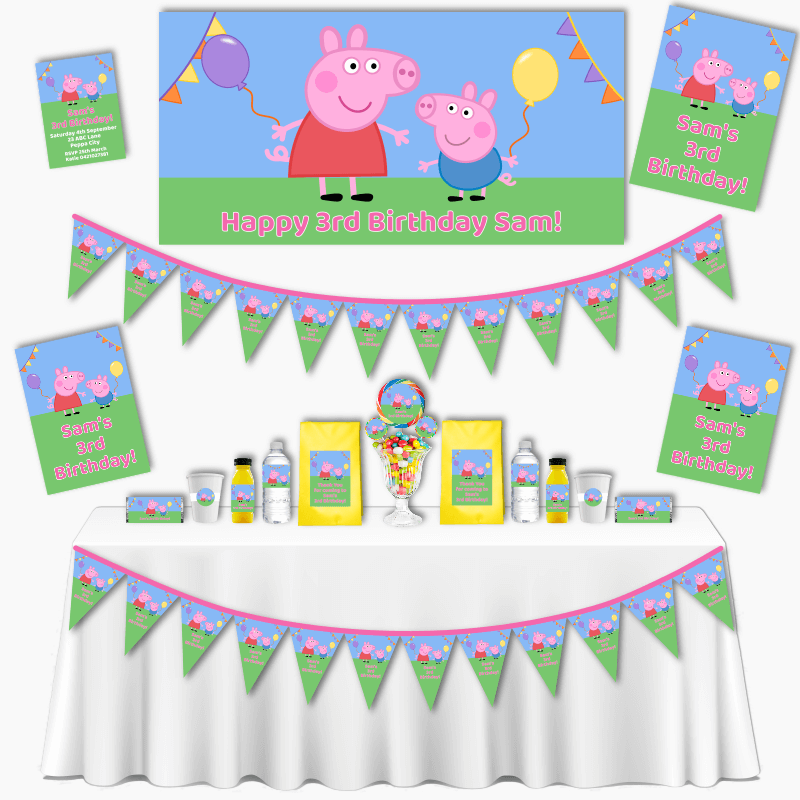Peppa Pig Balloons 2nd Happy Birthday Party Decorations Supplies