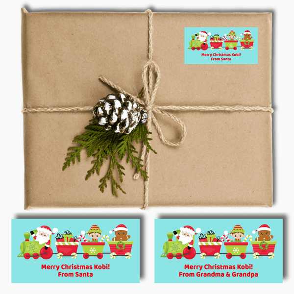 Personalised Santa Train Christmas Gift Tag Labels
