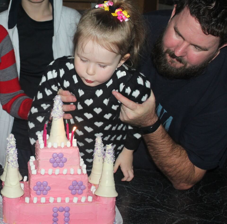 Princess Castle Cake - Blowing out Candles