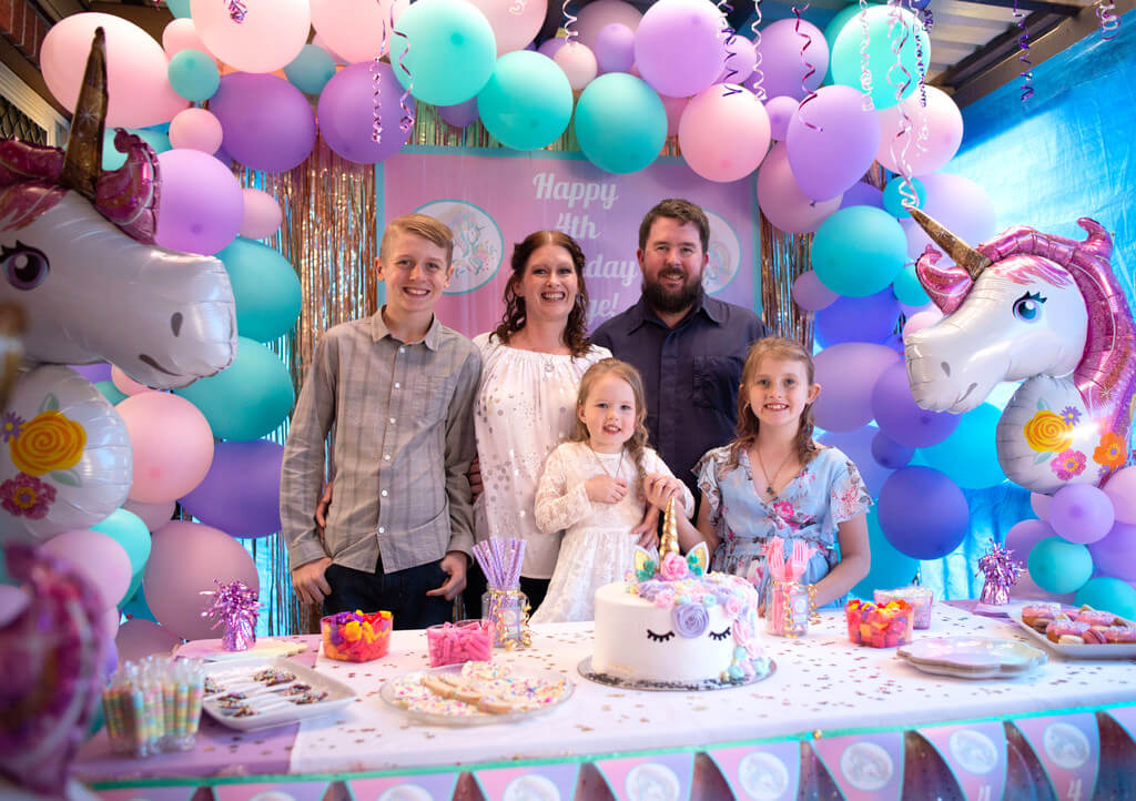 Unicorn Birthday Party Family Photo