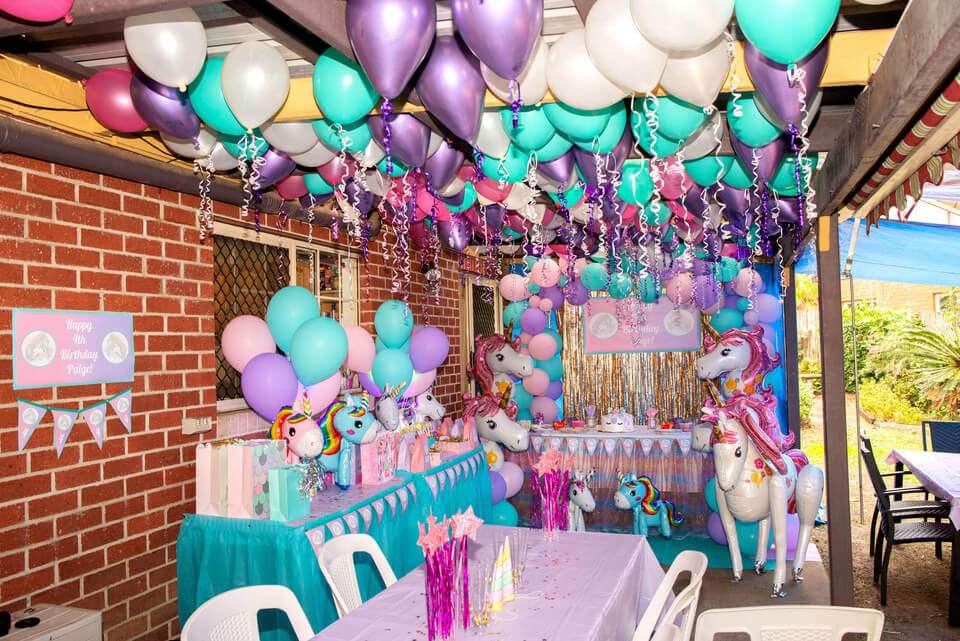 Unicorn Birthday Party Helium Balloon Display