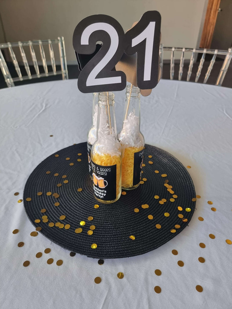 cheers & beers table centrepieces