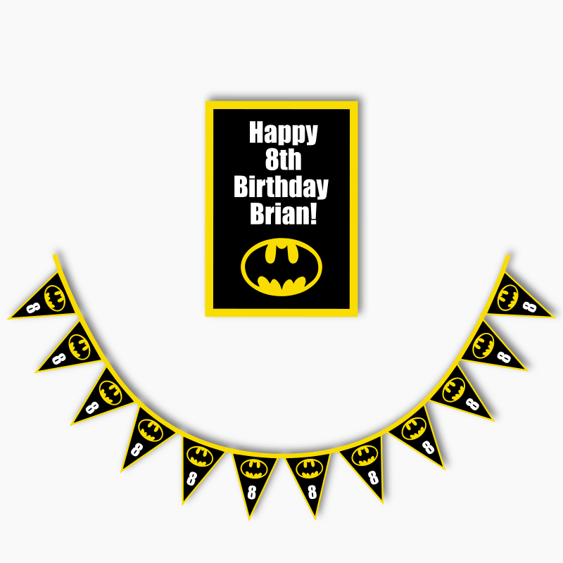 Personalised Batman Logo Party Poster & Bunting Combo