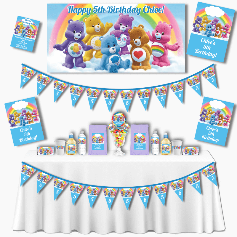 Personalised Care Bears Deluxe Party Pack Decorations - Katie J Design and  Events