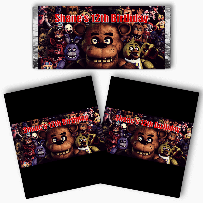 Personalised Five Nights at Freddy's Party Bags & Labels - Katie J