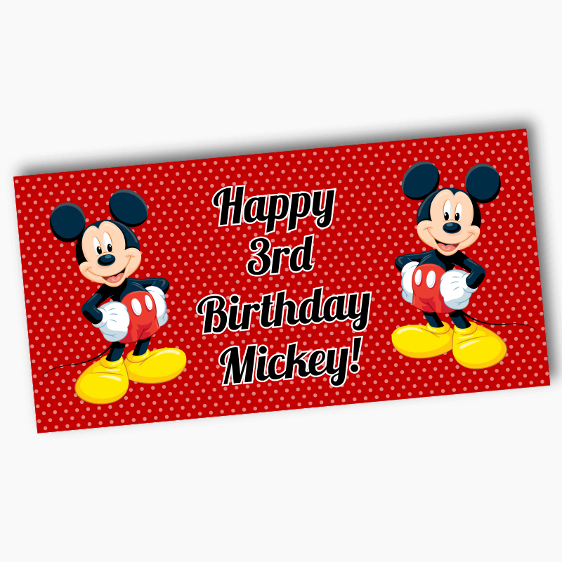 Classic Personalised Mickey Mouse Birthday Party Banner - Katie J Design  and Events
