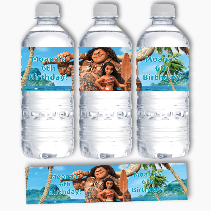 Moana Baby Birthday Party PACK of 15 Water Bottle Labels 
