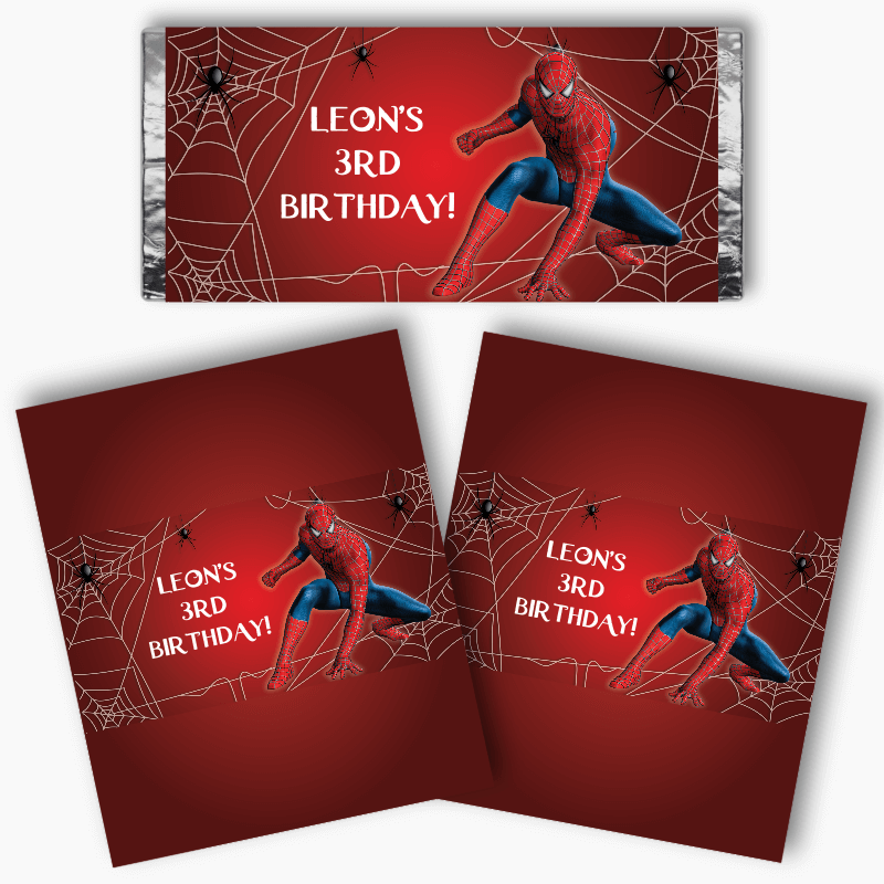 Personalised Spiderman Birthday Party Mini Chocolate Labels