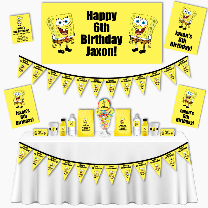 Spongebob Square Pants 7th Birthday Party Supplies 8 Guest Table