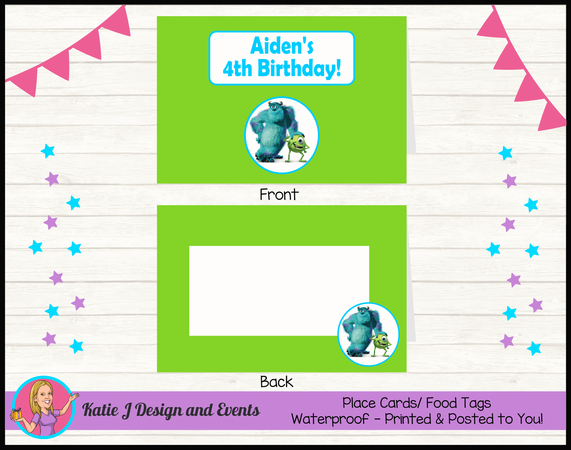 Personalised Monsters Inc Birthday Party Decorations Katie J Design And Events - roblox codes monsters inc theme