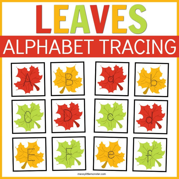 Leaves Alphabet Tracing Cards – Messy Little Monster Shop