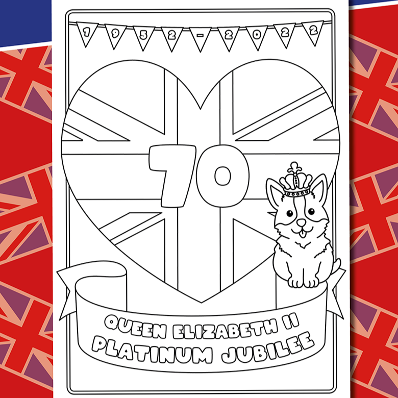 Queens Platinum Jubilee Colouring Page – Messy Little Monster Shop