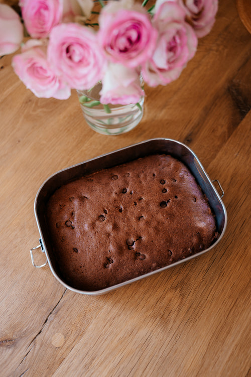 Chocolate cake baked inside Blockhuette Stainless Steel Lunch Box