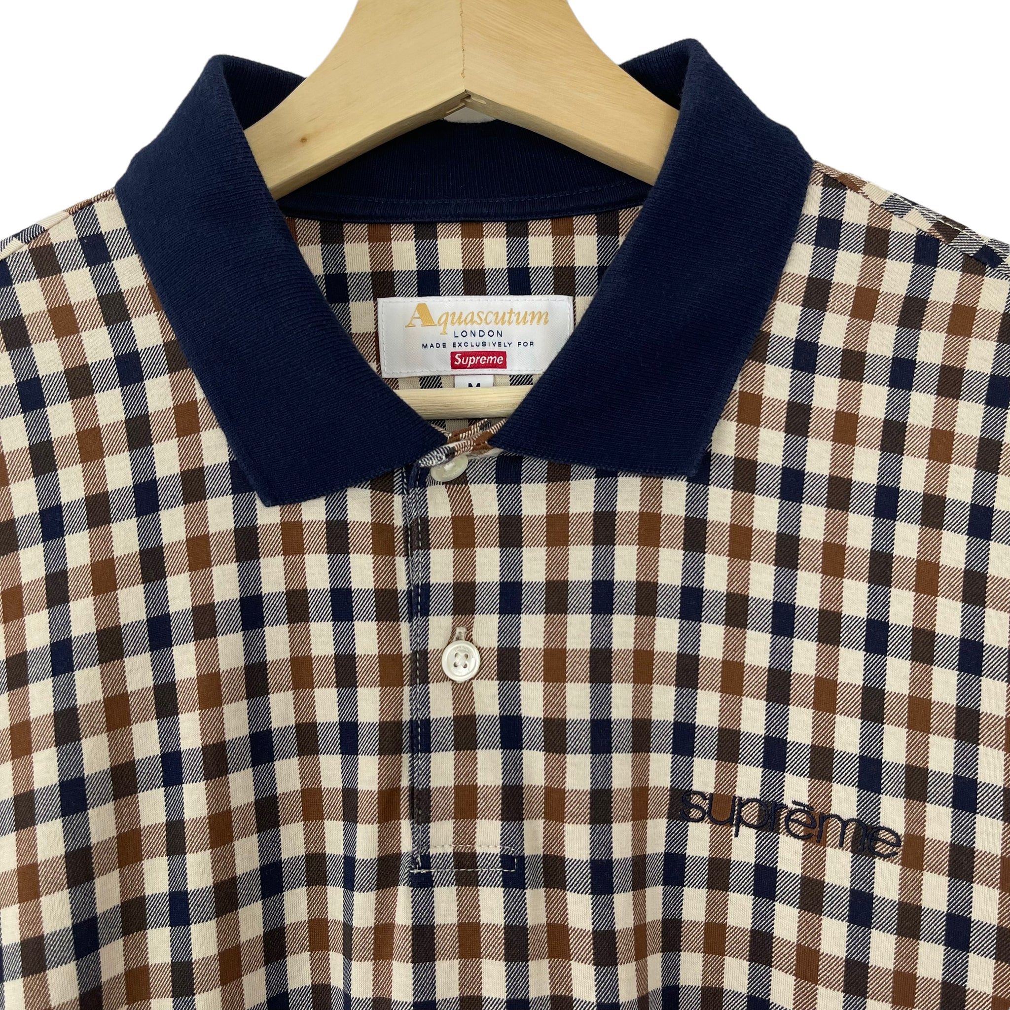 新発売 Supreme × Aquascutum クラブチェックポロ M