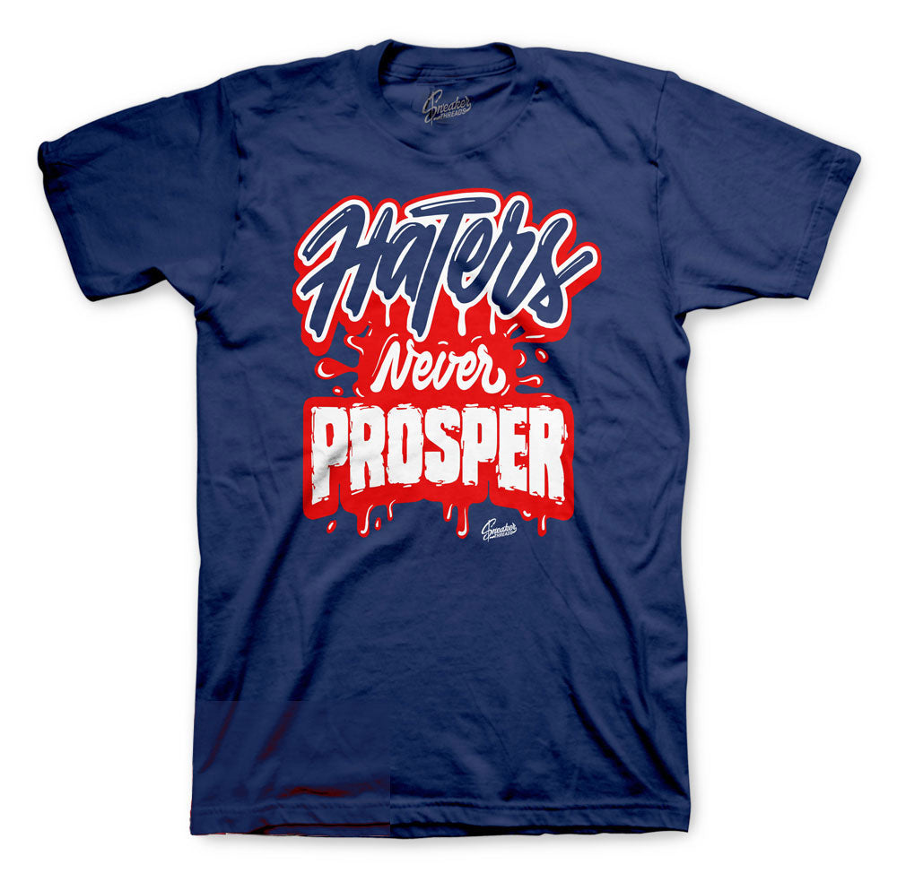 red and navy blue jordan shirt