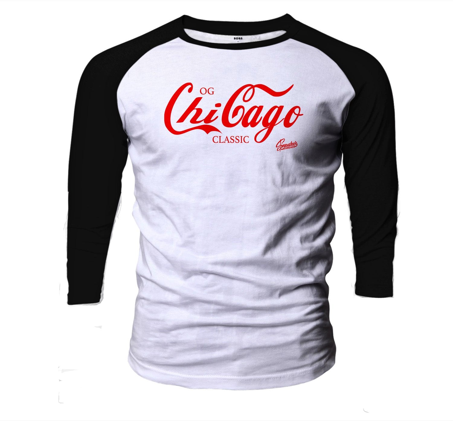 red and black raglan shirt