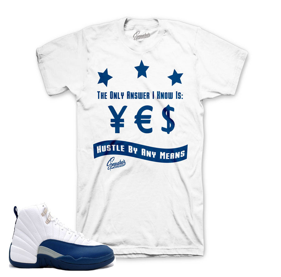 Match Jordan 12 french blue shirts 