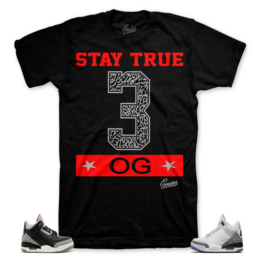 Jordan 3 black tees official matching clothing | White cement 3