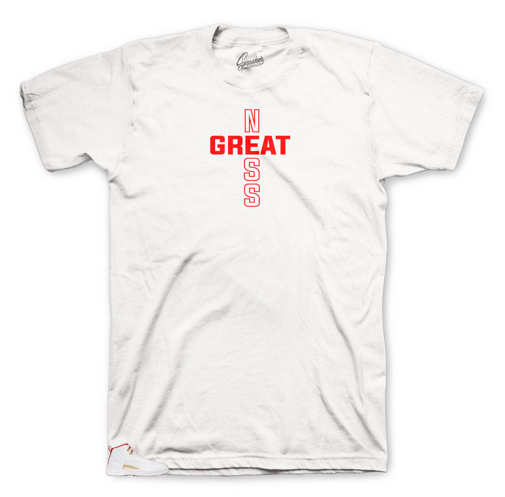 Jordan 12 Fiba Greatness shirts to 