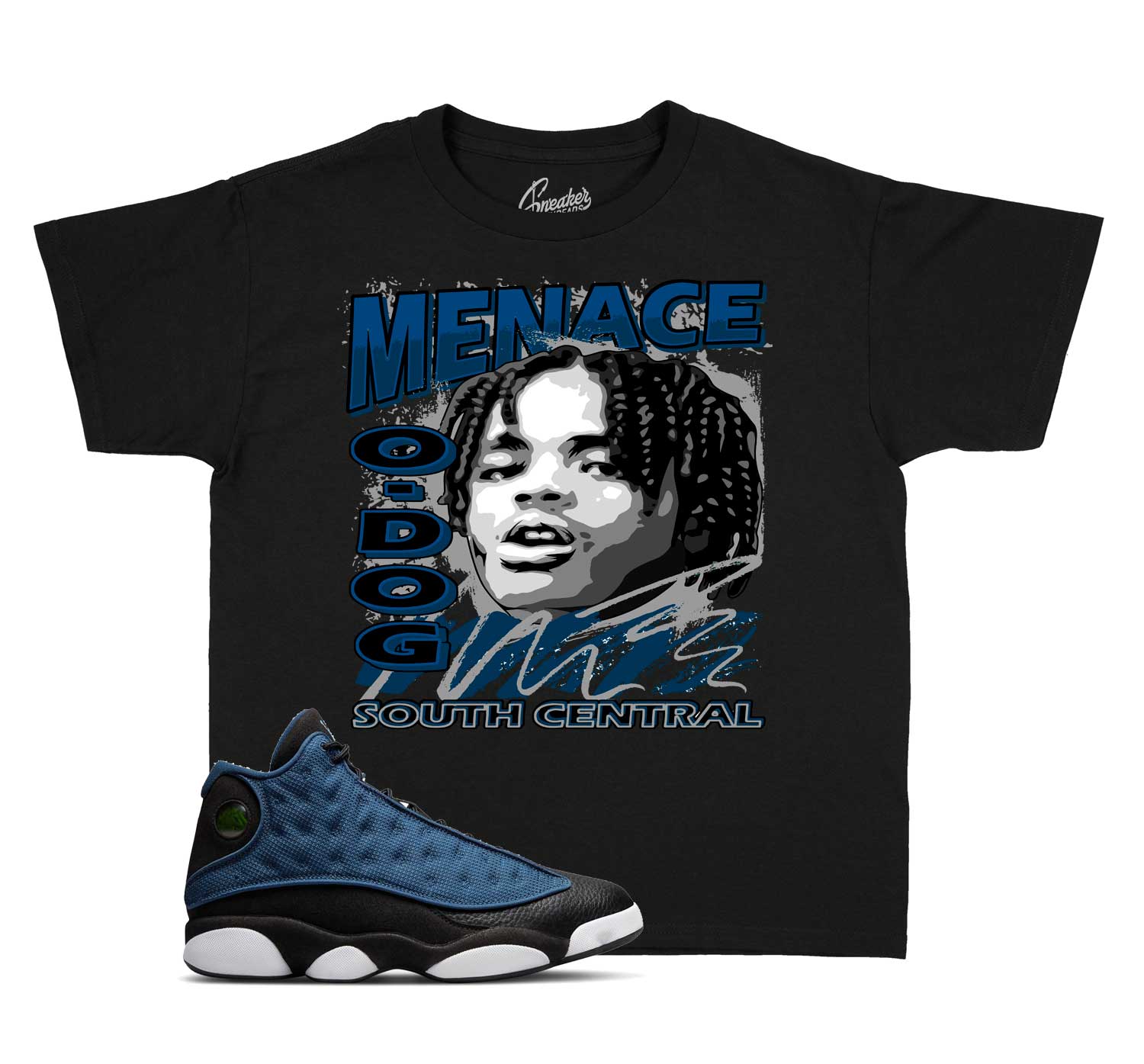 black and blue jordan 13 shirt