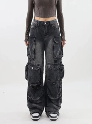 Shadow Tac Denim Cargo Jeans - SHIRO KAGE