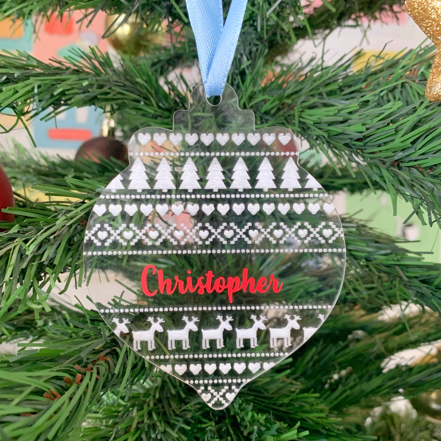 Personalised Etched Merry Christmas Bauble Ornament