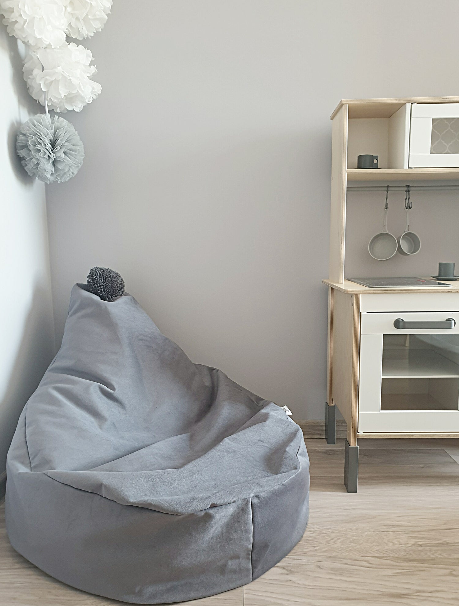 Krachtig inrichting radiator MiiiMi Zitzak "Poof" Grey | Baby- en Kinderkamer - Decomusy