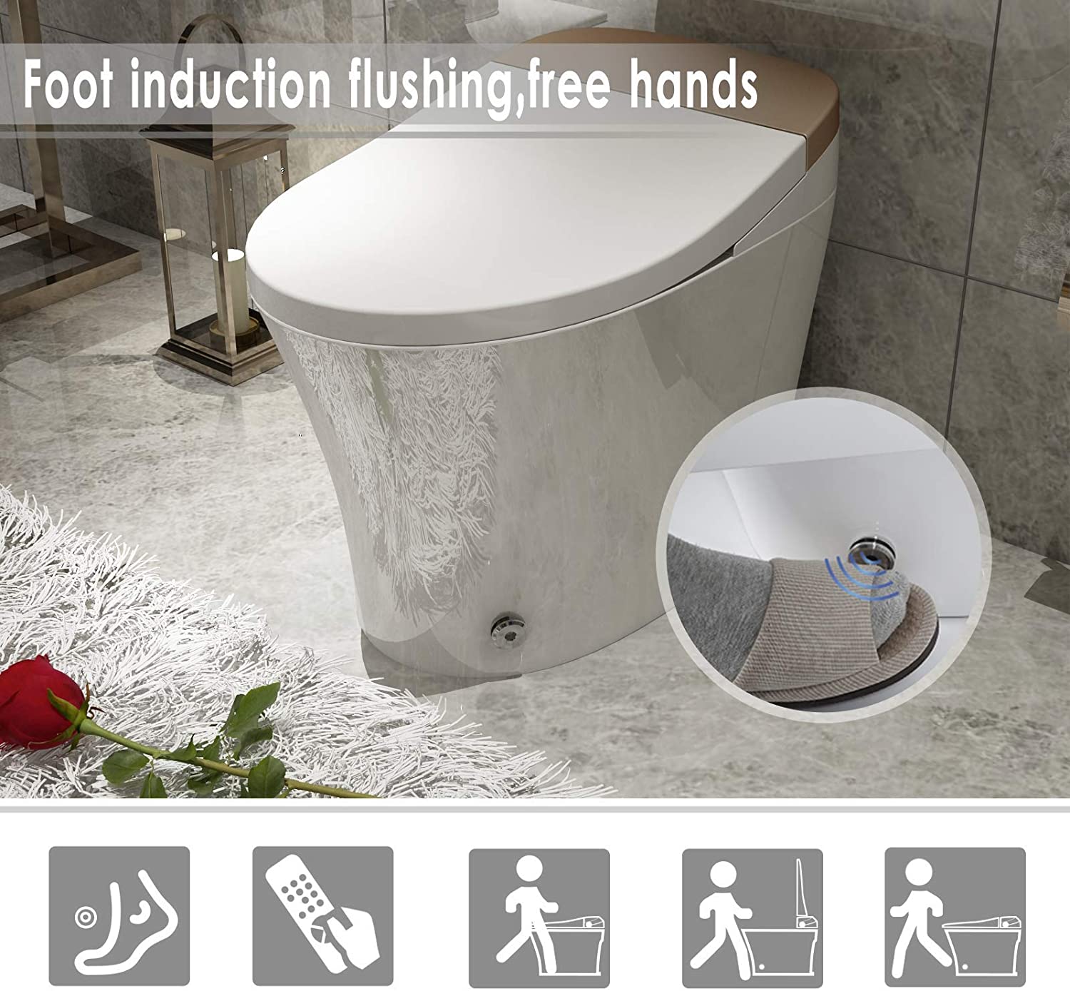 Mecor Intelligent Smart Toilet, Auto Flush,Heated Seat with Integrated ...
