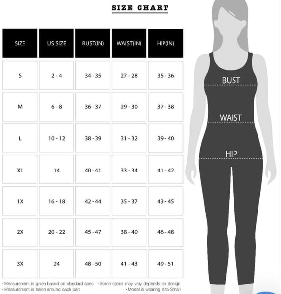 Size Chart – The Effortless Chic Boutique