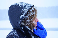 cold person in snow 